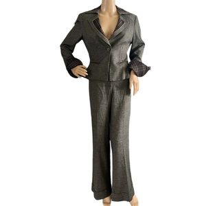 BEBE Wool blend blazer and pant suit set flared legs